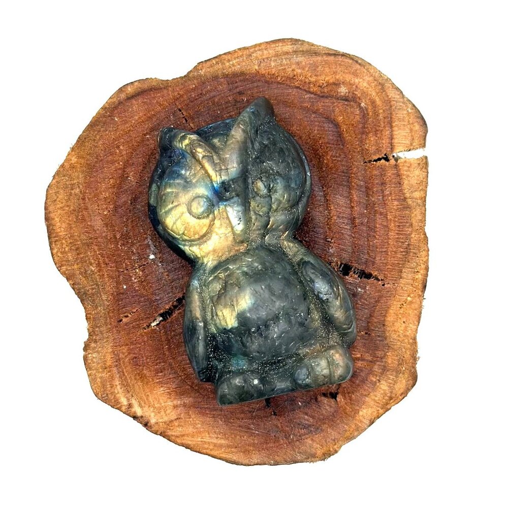 2" Labradorite Owl Carved Crystal Reiki Healing Gemstone
